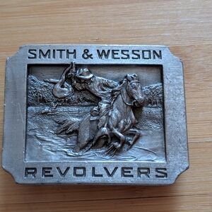Vintage Smith & Wesson Pewter Western Horseman Belt Buckle 1990